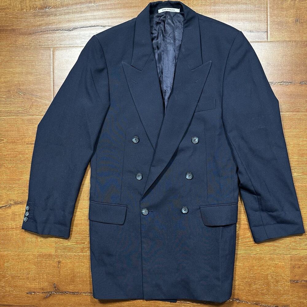 Vintage Yves Saint Laurent Suit Blazer Jacket 36L Black Double Breasted France